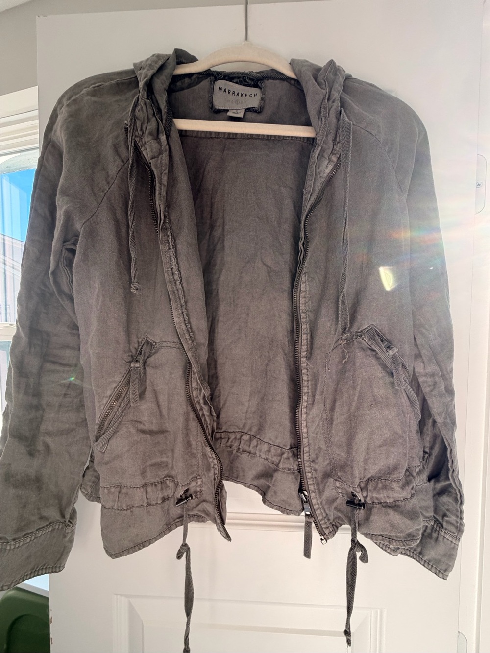 Marrakech Women's Hooded Utility Jacket - Charcoal Gray